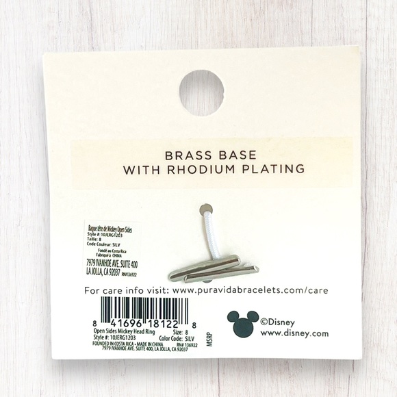 Pura Vida x Disney Mickey Mouse Icon Silver Open Sides Ring - Picture 14 of 14